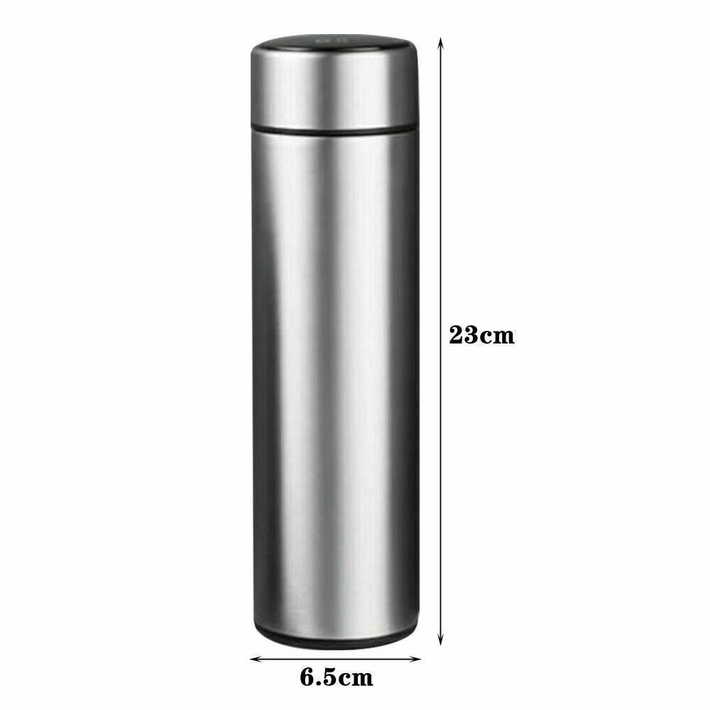 Belro LED temperature display thermos bottle for kitchen and dining, showing vibrant digital readout on sleek water bottle.
