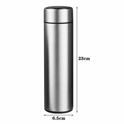 Belro LED temperature display thermos bottle for kitchen and dining, showing vibrant digital readout on sleek water bottle.