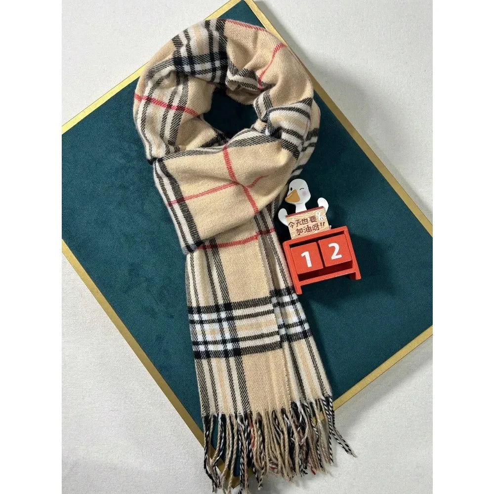 Belro plaid cashmere feel winter scarf and neck warmer accessory with cozy, soft fabric in a stylish plaid pattern.