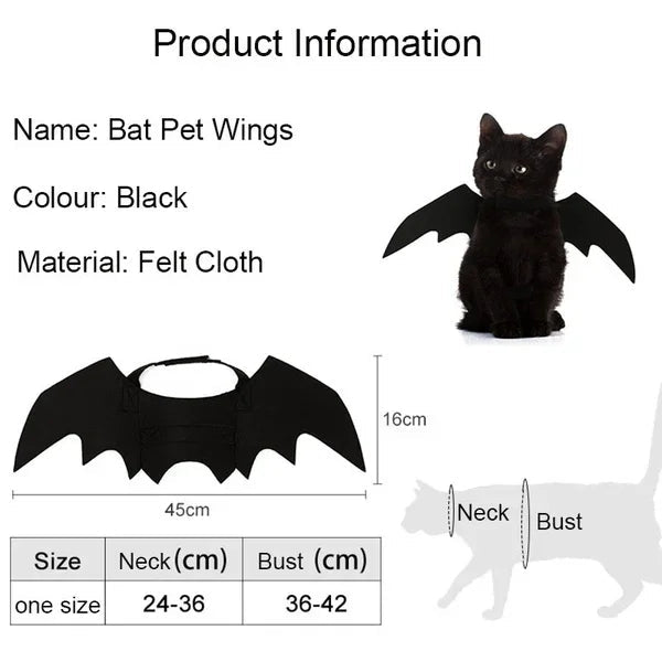 Black bat wing Halloween pet costume by Belro, featuring lightweight fabric and adjustable straps for a comfortable pet dress-up.