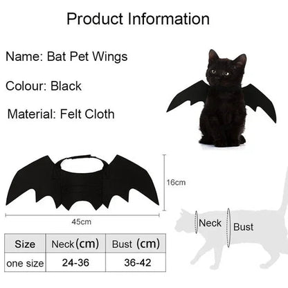Black bat wing Halloween pet costume by Belro, featuring lightweight fabric and adjustable straps for a comfortable pet dress-up.