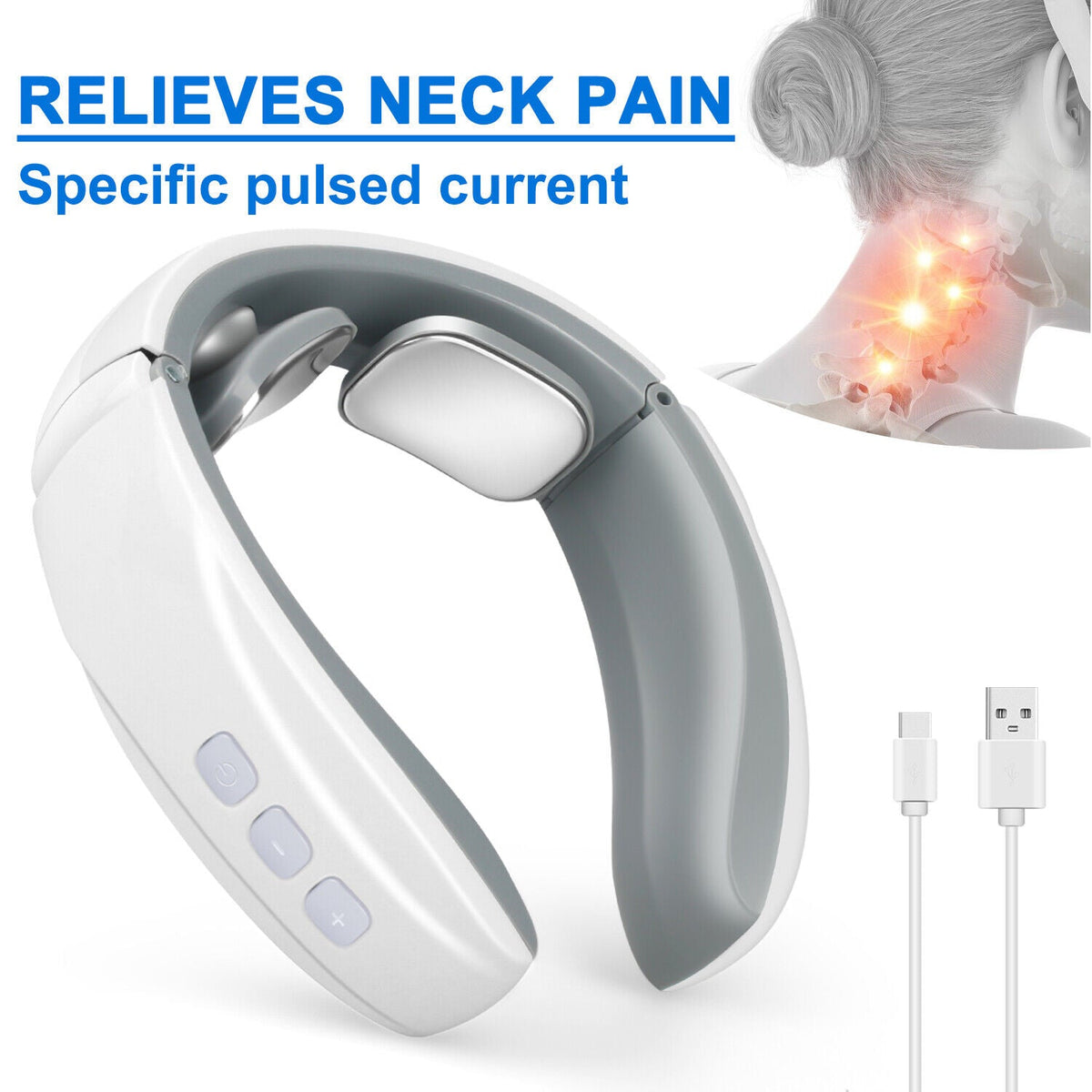 Belro electric shock pulse neck and shoulder massager with kneading nodes and electronic control for muscle relaxation.