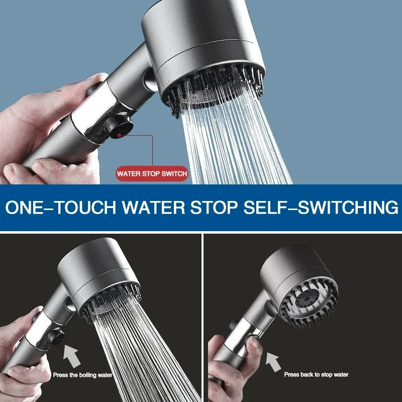 Belro water filtering shower head showing multiple spray settings and sleek chrome finish, designed for improved water quality.