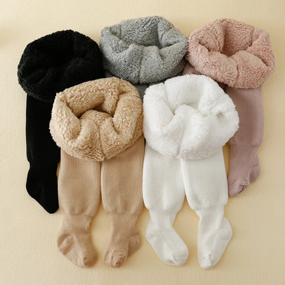 Kids winter fleece-lined leggings by Belro, soft and warm clothing for children, showing cozy fleece interior and comfortable fit.
