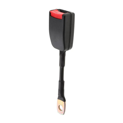 Belro universal car seat belt extender clip for safety, shown attached to vehicle seat belt in a car interior.