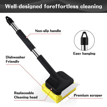 Belro grill brush with steam cleaning and scraper for effective barbecue grill cleaning, shown with bristles and scraper tool.