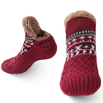 Belro knitted slipper socks with fleece lining, cozy and warm, featuring striped patterns and soft knit texture for cold weather comfort.