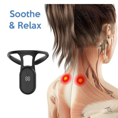 Belro lymphatic soothing neck massager with electronic controls, designed for relaxation and neck tension relief.