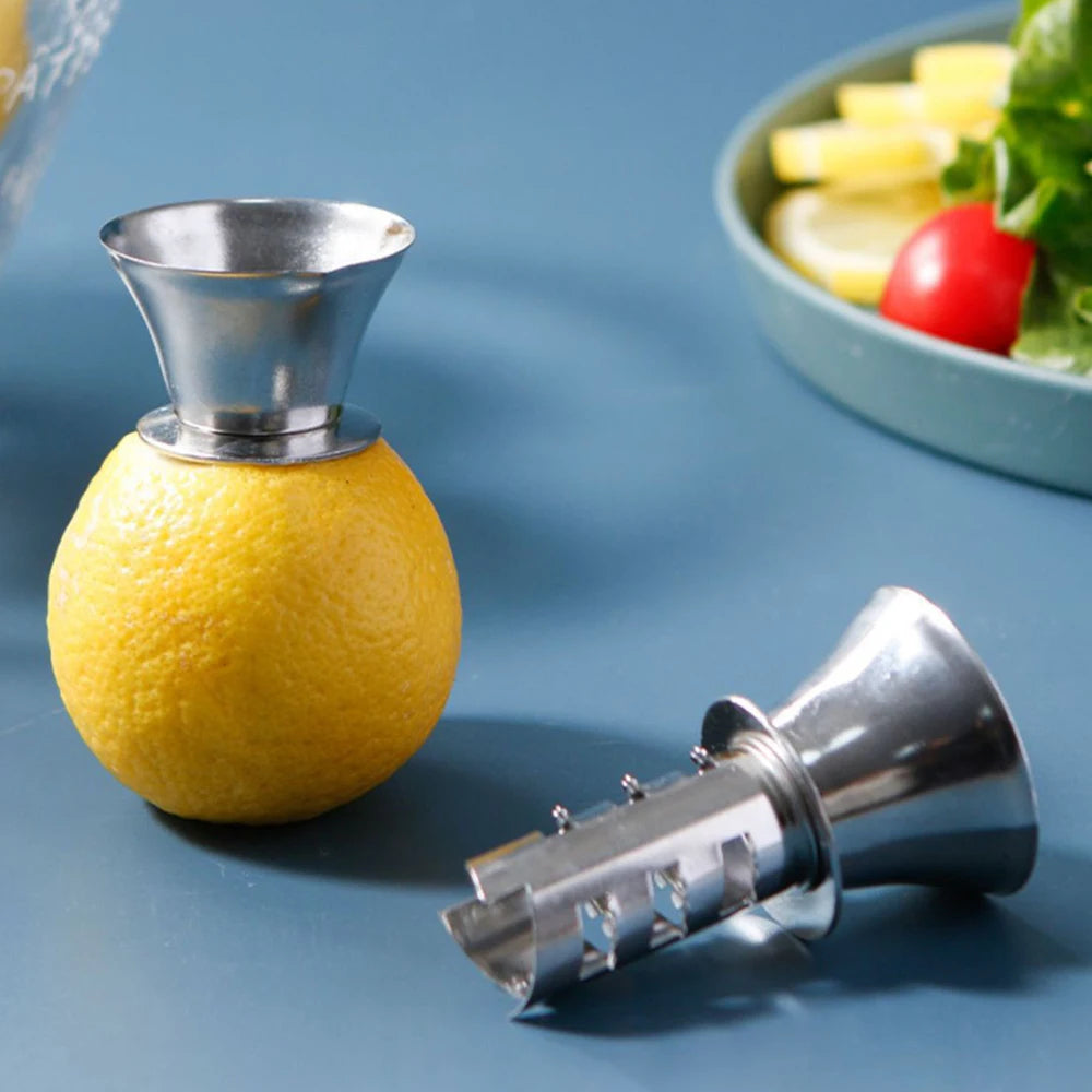 Belro stainless steel manual lemon juicer with ergonomic handle for easy citrus juice extraction, kitchen appliance.