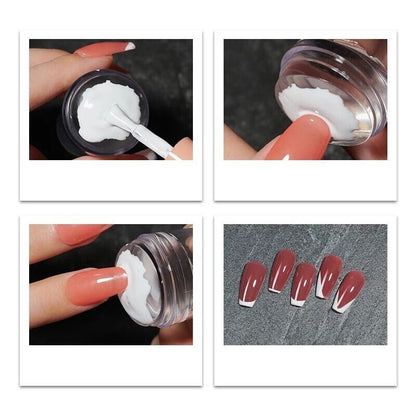 Transparent silicone nail stamper with scraper by Belro, used for precise nail polish application and stamping in nail art.