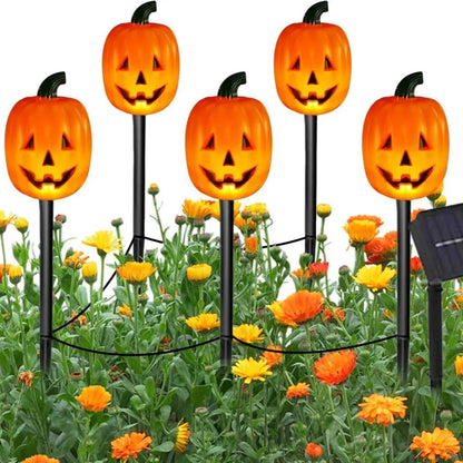 Lighted Halloween pumpkin and ghost solar decor set by Belro, featuring festive Halloween accessories with illuminated features.