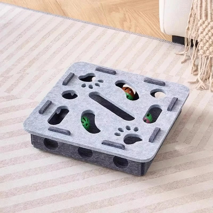 Belro Felt Interactive Cat Puzzle Toy Box for cats, featuring colorful compartments and hidden treats for engaging play.