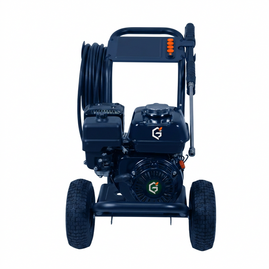 GETDECO HydroForce 3450 gas pressure washer with red front panel showing a robust, portable outdoor cleaning machine.