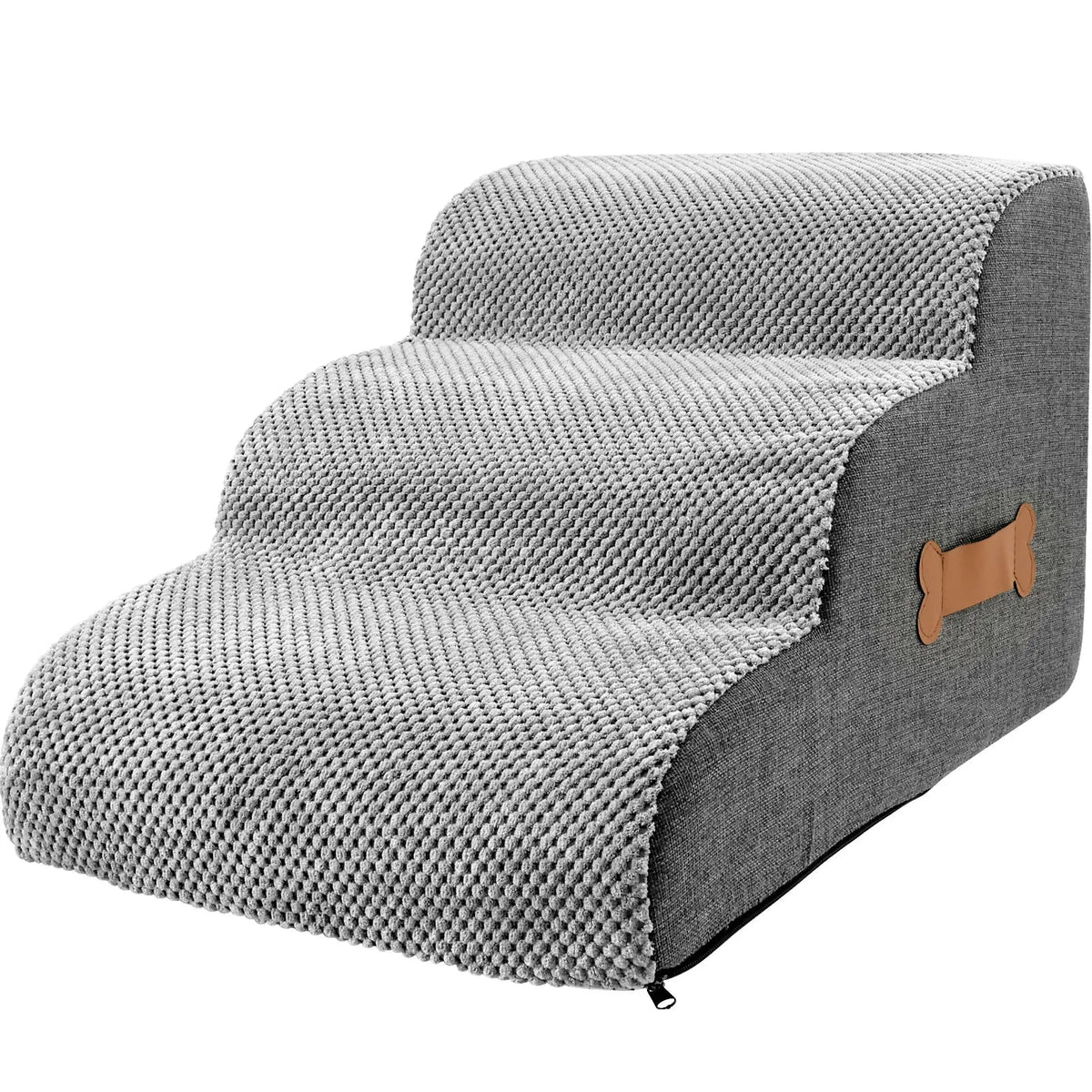 Belro 3-step dog stairs for bed, portable pet stairs with non-slip surfaces, ideal for small to medium dogs to access beds easily.