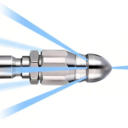Belro pressure washer sewer jetter nozzle with 1/4-inch quick connector, designed for heavy-duty cleaning and sewer jetting.