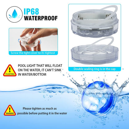 Belro submersible LED pool lights, 10 lamps, outdoor home and garden lighting, waterproof and colorful for pool illumination