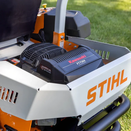 Stihl Rz 560 K commercial 60-inch zero-turn lawn mower with durable black and green design, featuring large cutting deck and ergonomic controls.