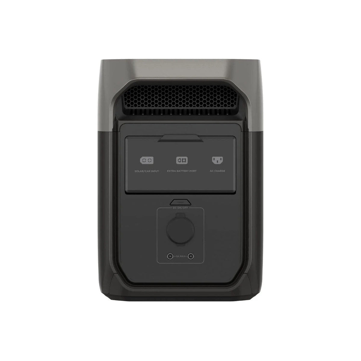 EcoFlow DELTA 3 portable power station by Casavibeo, showing its compact design with multiple power outlets and display screen.