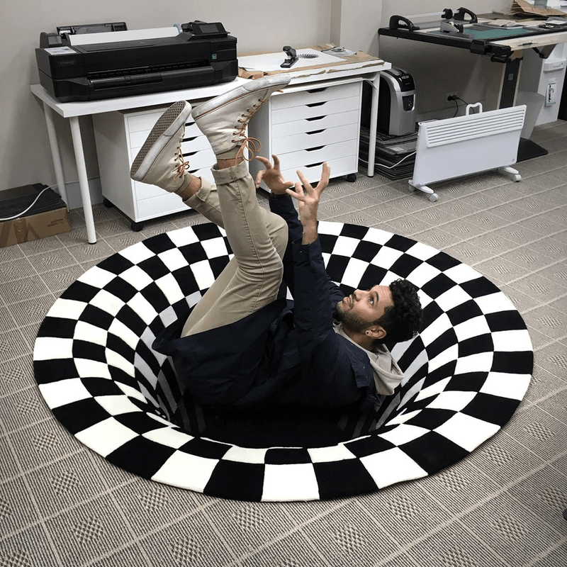 Belro 3D Vortex Illusion Rug featuring a swirling, hypnotic design ideal for modern home decor and living spaces.