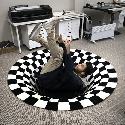 Belro 3D Vortex Illusion Rug featuring a swirling, hypnotic design ideal for modern home decor and living spaces.
