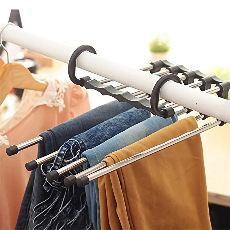 Belro multi-functional magic clothes hanger with adjustable hooks for organizing shirts, pants, and accessories in home storage spaces