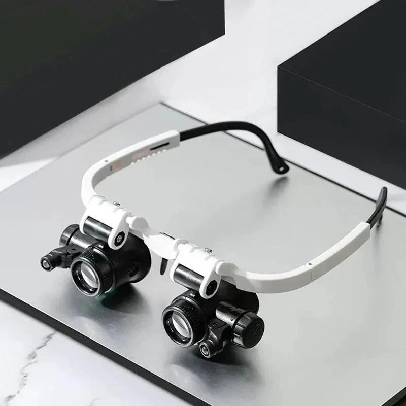 Belro LED glasses magnifier with 8x, 15x, and 23x zoom, lightweight optical magnifier for detailed close-up viewing.
