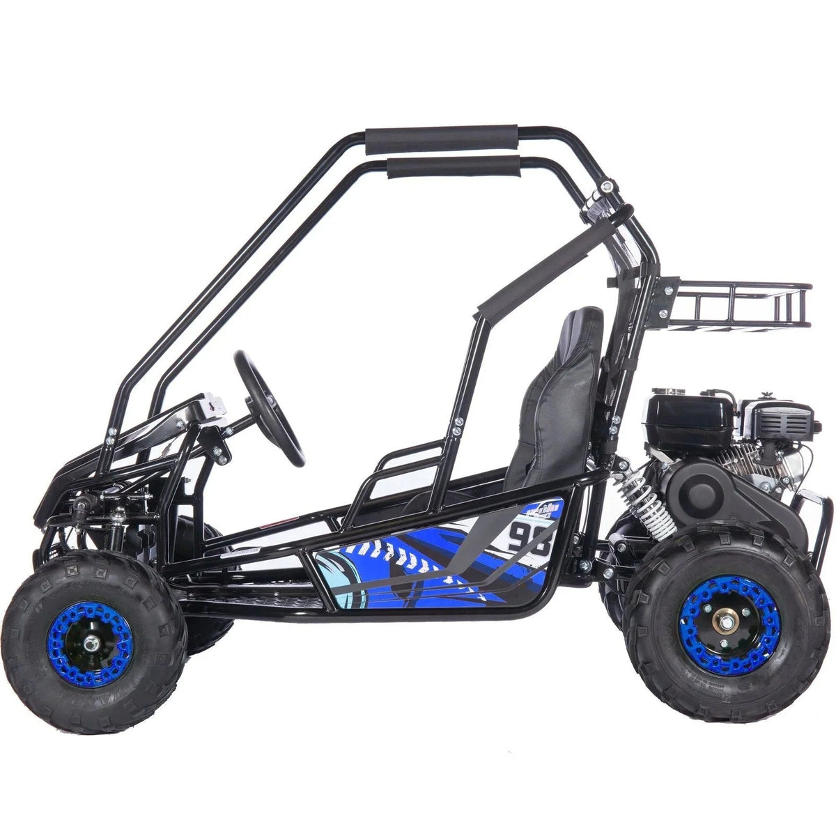 Casavibeo MotoTec Mud Monster XL 212cc full suspension go-kart with two seats and rugged tires, designed for off-road adventures.