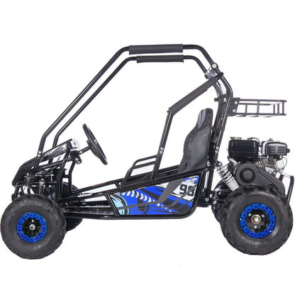 Casavibeo MotoTec Mud Monster XL 212cc full suspension go-kart with two seats and rugged tires, designed for off-road adventures.