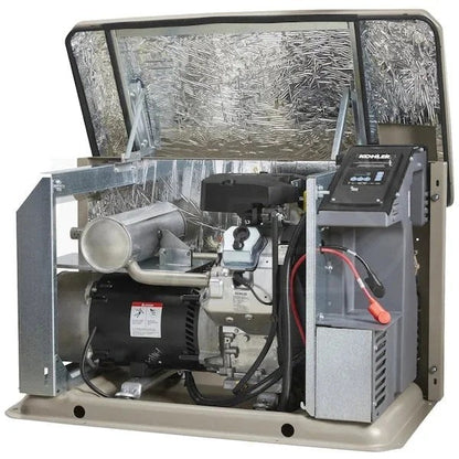 Kohler 20RCAL-200SELS 20kW aluminum standby generator system with 200A service disconnect and load shedding features.