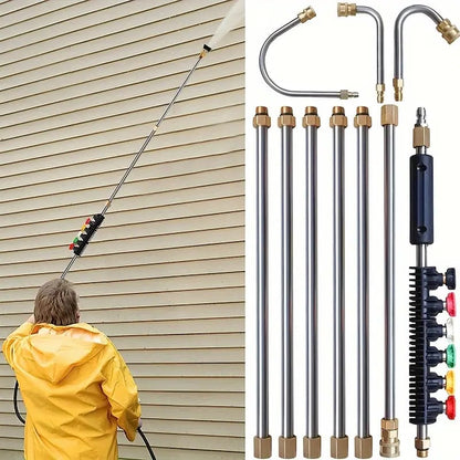 Belro 4000 PSI telescoping high pressure washer wand set for gutter, roof drainage, and wall cleaning, with adjustable extension.
