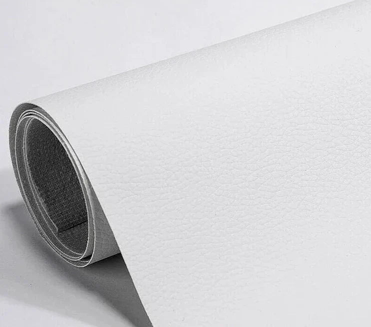 Belro self-adhesive leather refinish kit for sofa repair, featuring cuttable leather pieces for seamless restoration.
