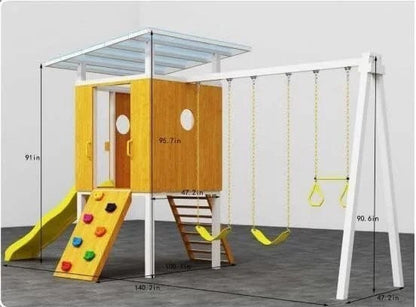 Casavibeo Avenlur Forest outdoor backyard swing set with wooden frame and seating, perfect for modern outdoor play areas.
