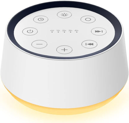 Belro Baby Sound Machine Noise device for soothing sleep, shown with buttons and soft white exterior.