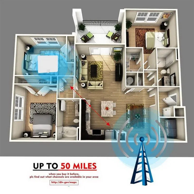 Belro indoor TV antenna for powerful signal reception, compact electronics device with adjustable stand and sleek design.