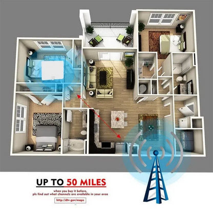 Belro indoor TV antenna for powerful signal reception, compact electronics device with adjustable stand and sleek design.