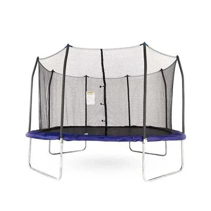 Square 14-foot Skywalker Trampolines with safety enclosure by Casavibeo, showing the jumping surface and netting for safe bouncing.