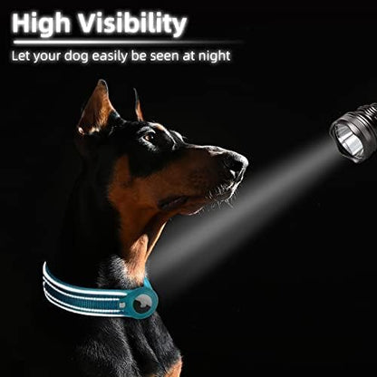 Belro AirTag dog collar with GPS device attached, designed for pet tracking and navigation. Black collar with sleek electronics.
