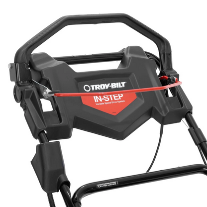 Casavibeo Troy-Bilt 3-N-1 self-propelled gas lawn mower with 195cc engine, rear-wheel drive for efficient yard trimming.