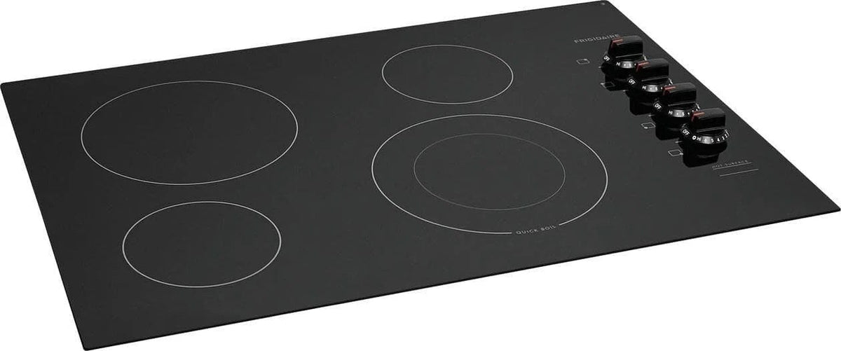 Casavibeo electric cooktop with four burners, sleek black surface, and control knobs for efficient kitchen cooking.