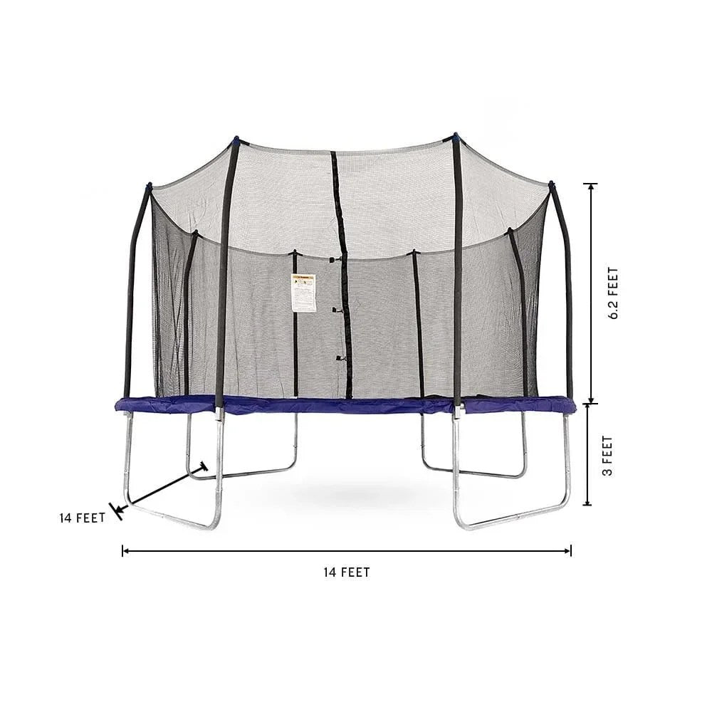 Casavibeo Skywalker 14-foot square trampoline with safety enclosure, sturdy frame and jumping surface for outdoor fun and exercise