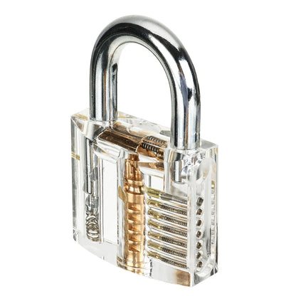 Set of 42 stainless steel practice padlocks with 3 transparent locks, designed for lock picking training by GETDECO.