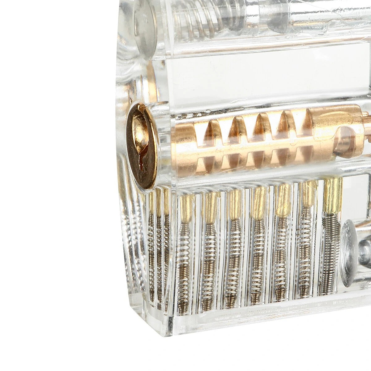 42-piece stainless steel lock picking practice set by GETDECO with 3 transparent practice locks and quick opening guide.