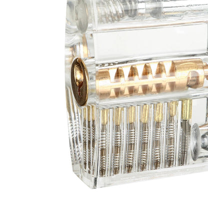 42-piece stainless steel lock picking practice set by GETDECO with 3 transparent practice locks and quick opening guide.