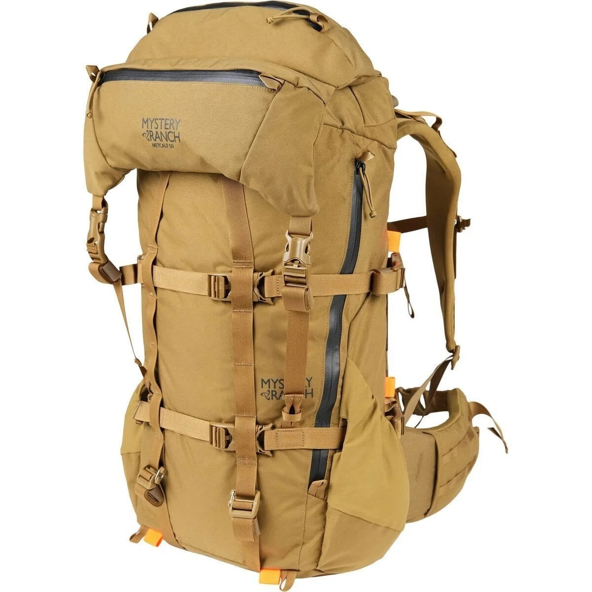 Casavibeo Mystery Ranch Metcalf 50 backpack in rugged fabric with multiple compartments and padded shoulder straps.