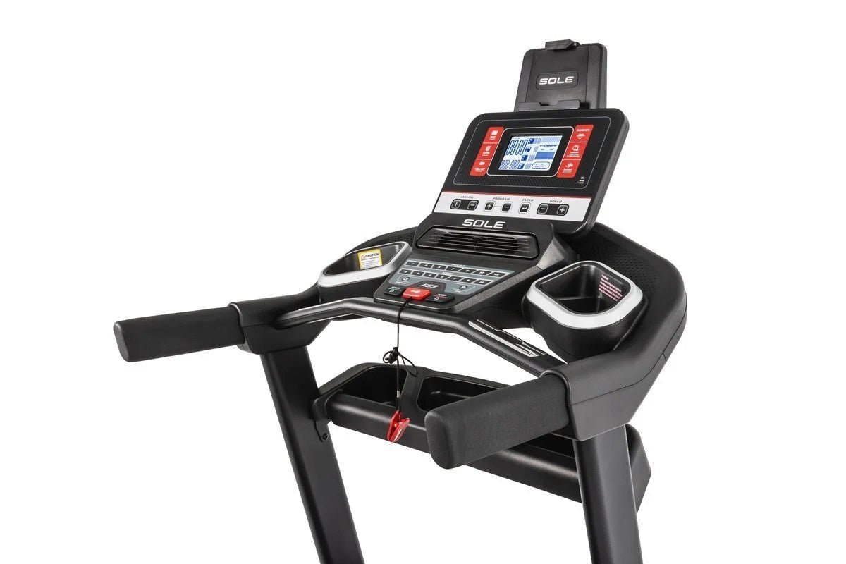 Casavibeo Sole F63 treadmill with a sleek running deck and digital display, ideal for home cardio workouts.