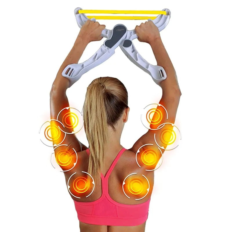 Belro men's at-home arm and shoulder exercise equipment, shown in a workout setting with a focus on the clothing and gear used.