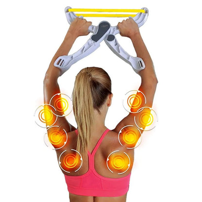 Belro men's at-home arm and shoulder exercise equipment, shown in a workout setting with a focus on the clothing and gear used.