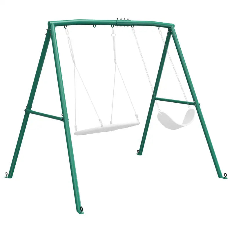 Casavibeo 440lbs heavy-duty metal A-frame swing set frame with five hanging hooks for kids and adults outdoor play.