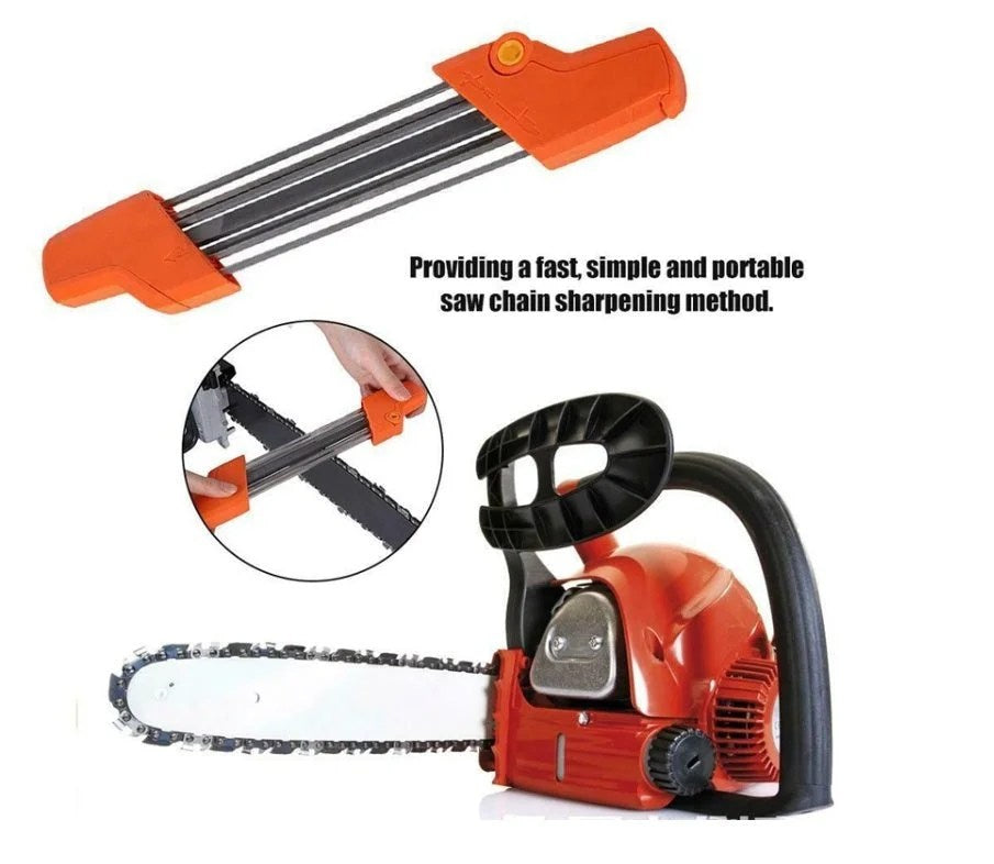 Casavibeo chainsaw sharpening file kit with 13/64" round files and flat file for metal chains, fits 3/8" and .404" chains.
