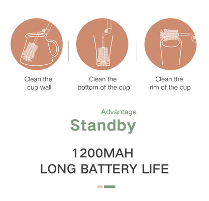 Belro electric baby bottle brush with ergonomic handle, designed for thorough cleaning of baby bottles.